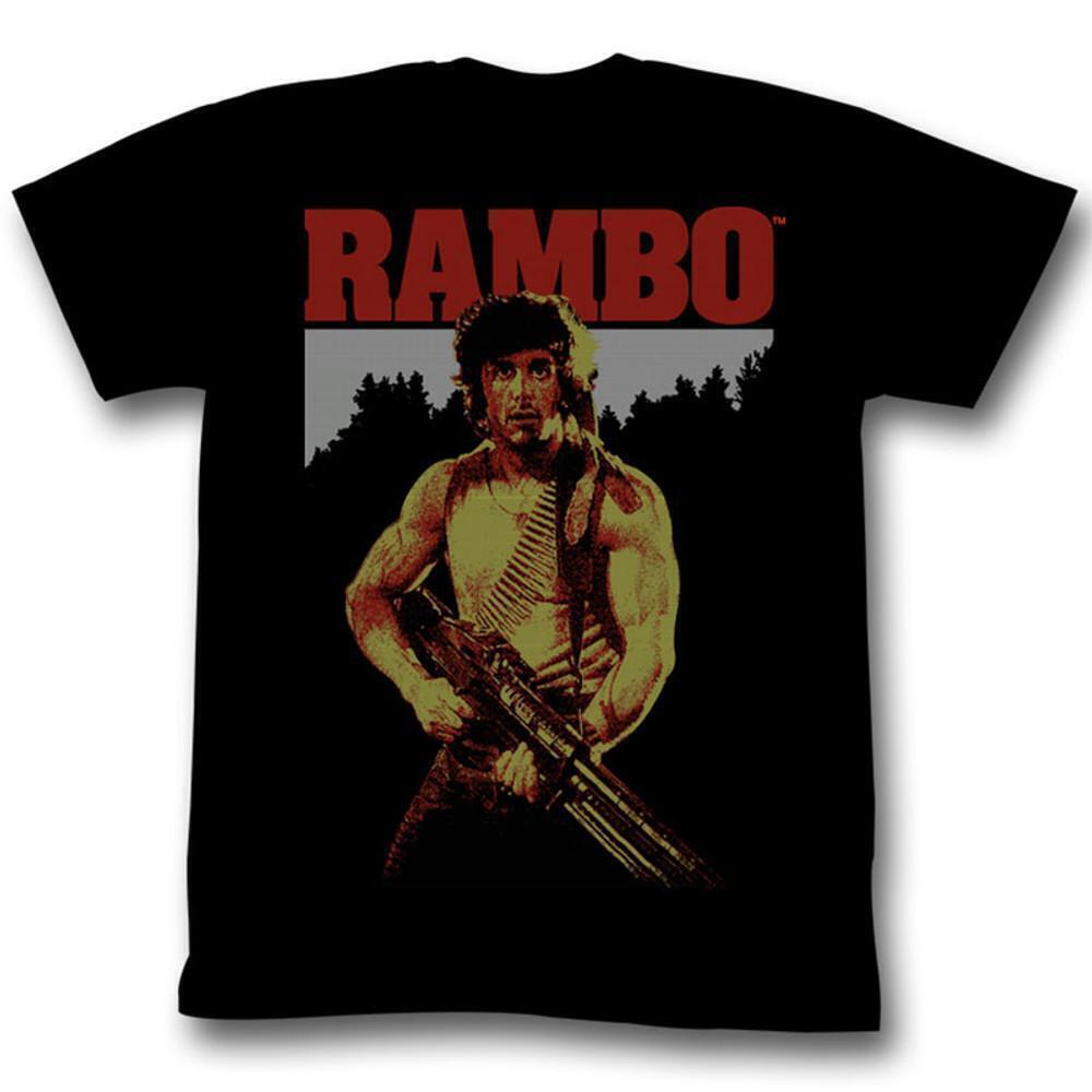 Rambo Real Rambo Black Adult T Shirt
